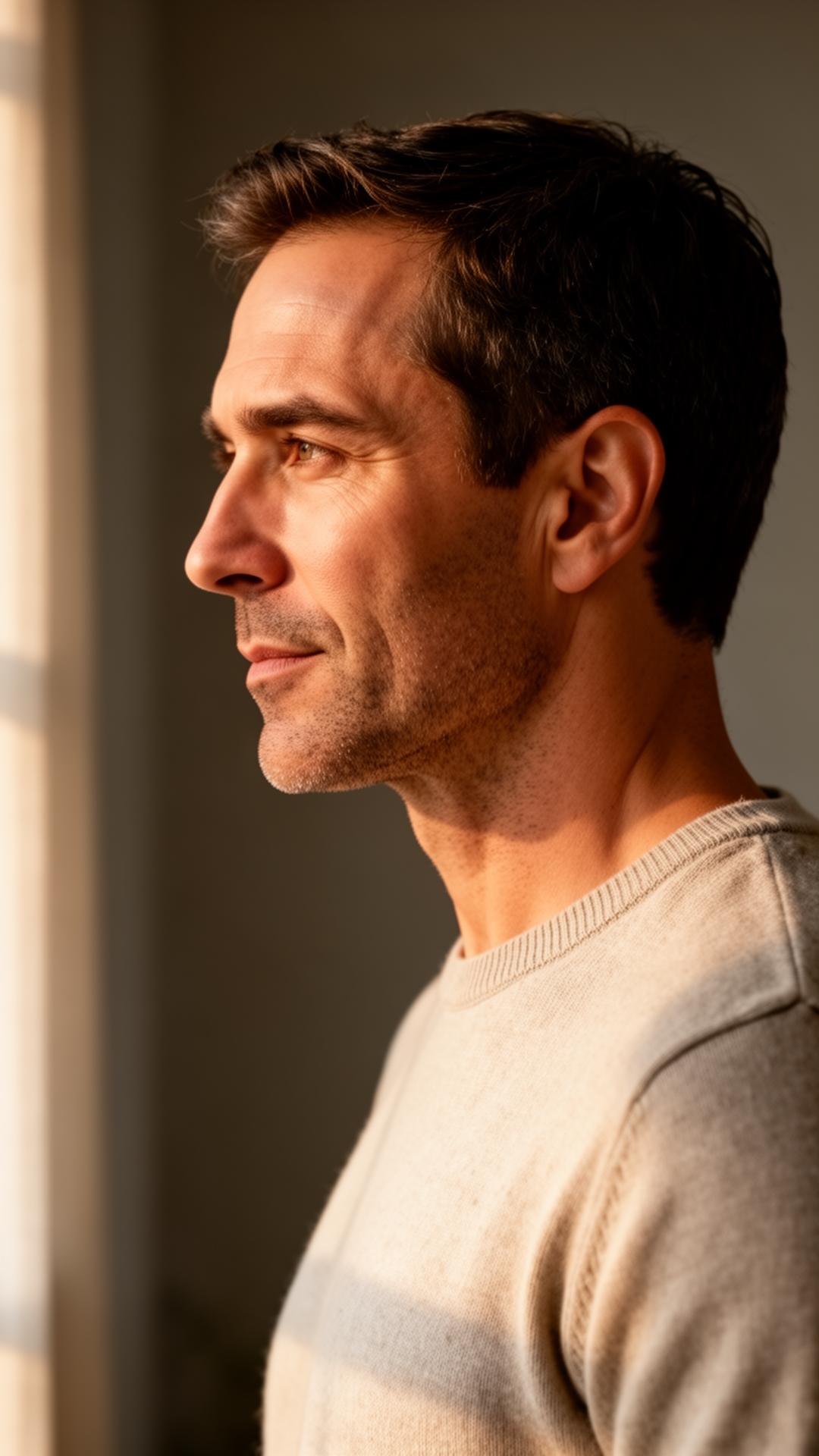 Profile in soft window light
